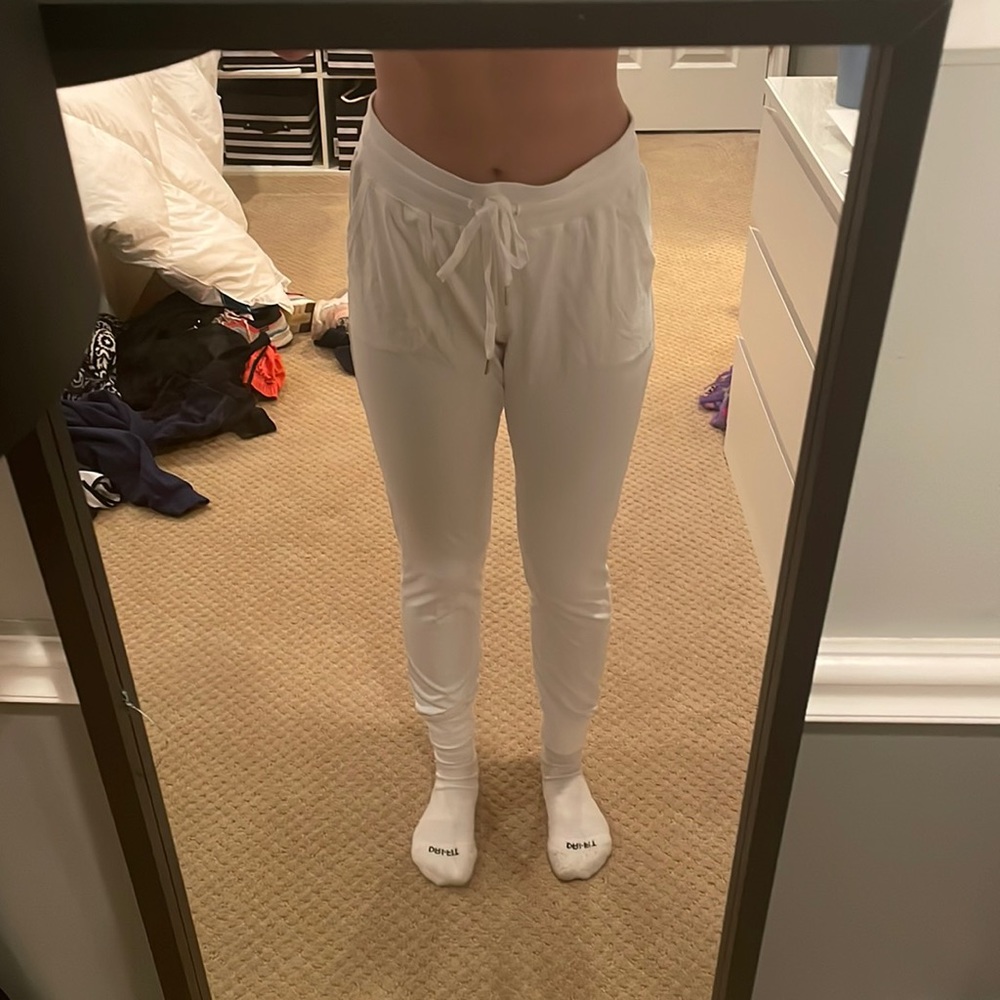 White athletic joggers